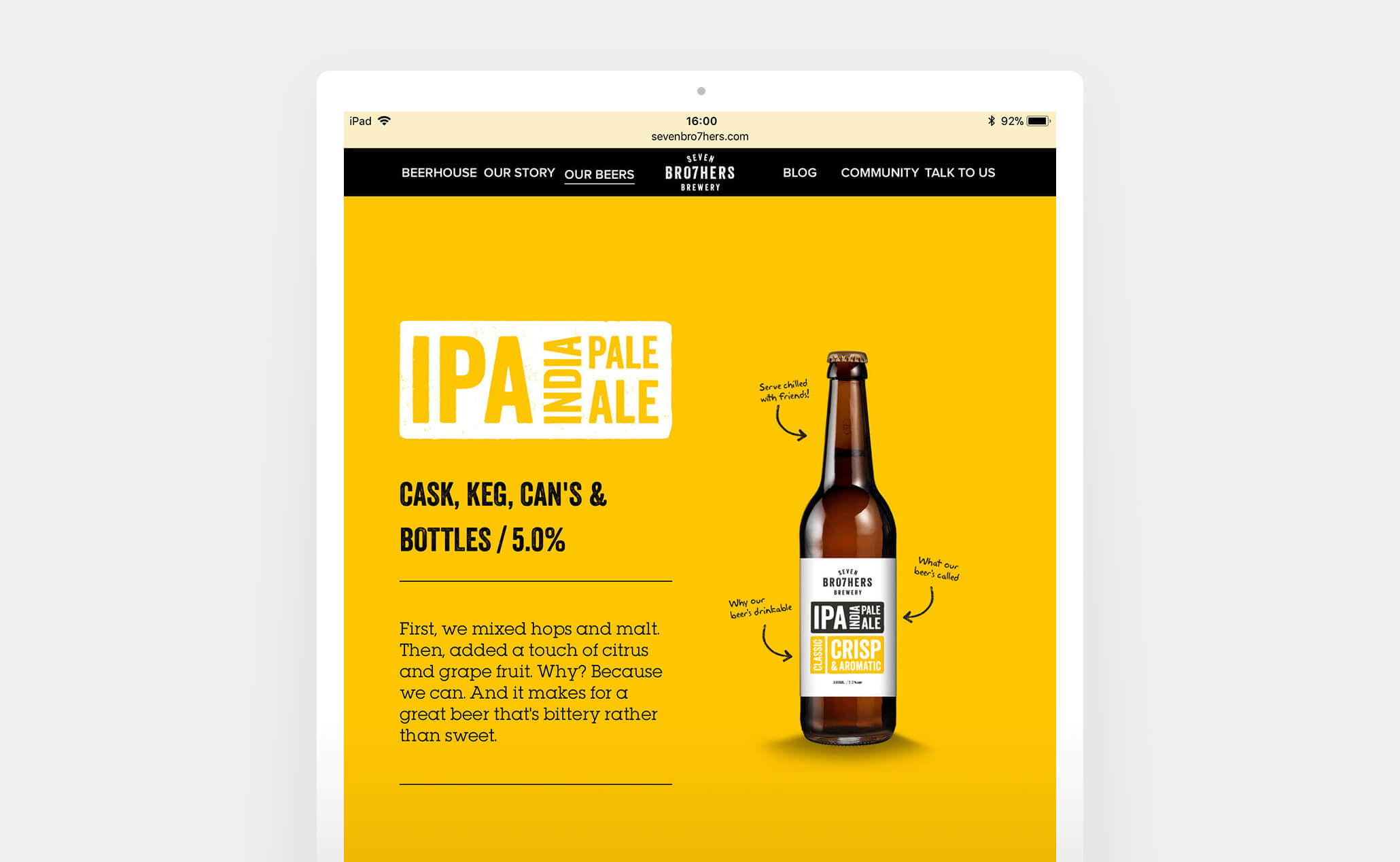 Seven Brothers Brewery website (iPad)