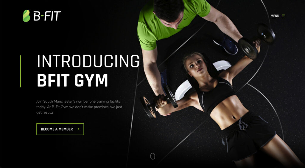 website typography example b-fit gym